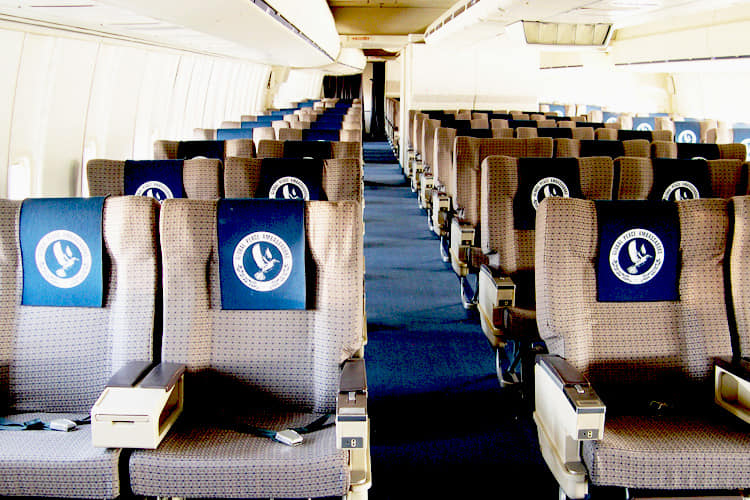 Global Peace One main cabin with GPI-branded seat covers